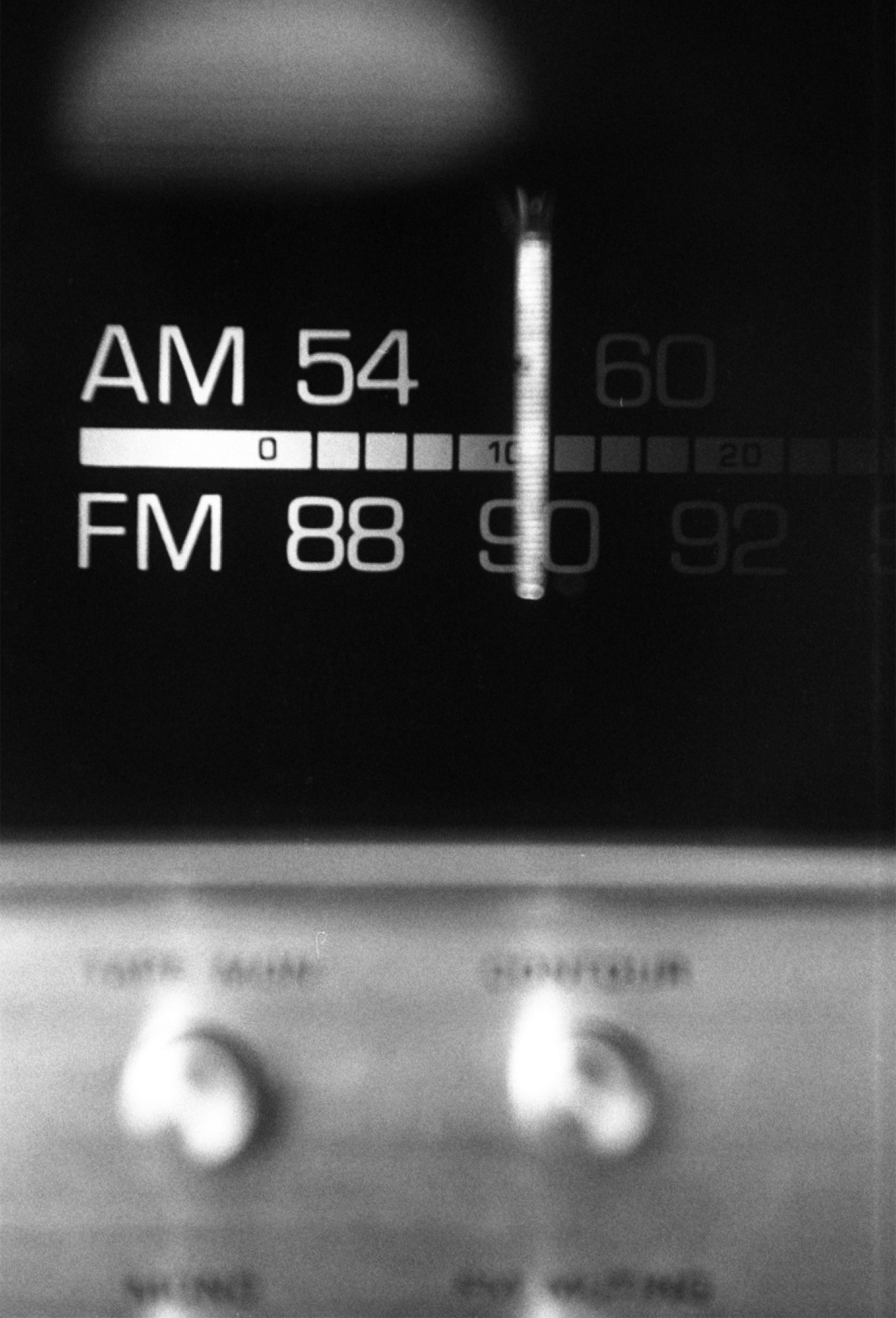 Close-up of an AM/FM radio receiver set to 88.9 Radio Milwaukee.