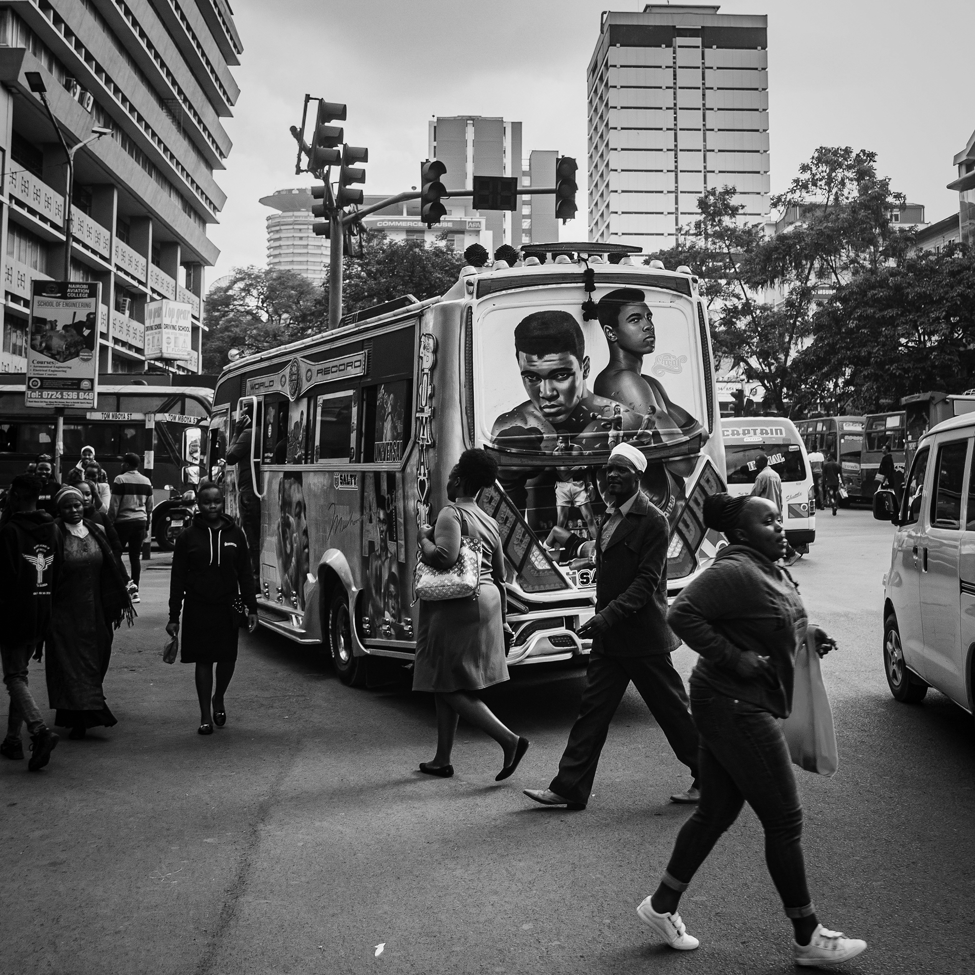 Muhammad Ali–themed matatu (a privately owned minibus used as a share taxi) in Nairobi city.