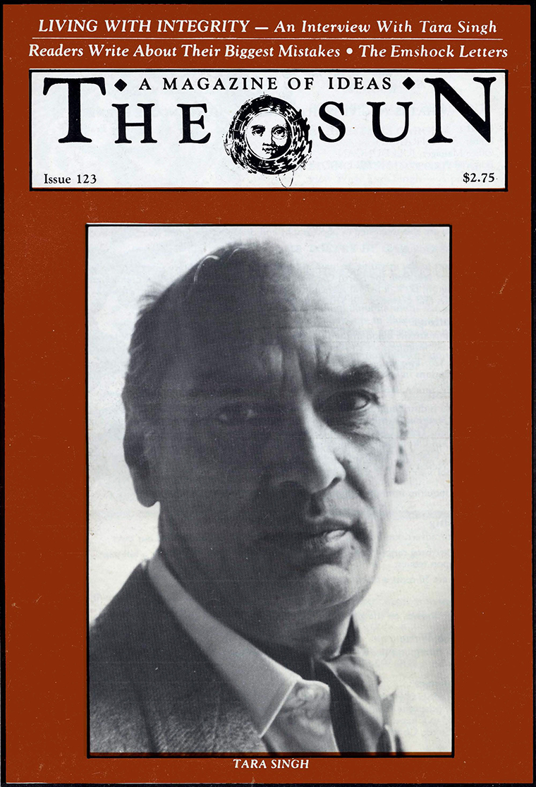 February 1986 cover of The Sun. Photograph of Tara Singh.