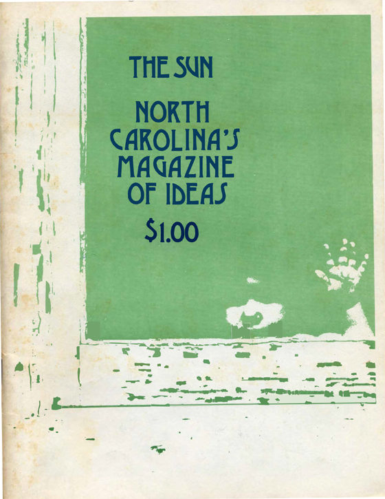 March 1977 cover of The Sun. A haunting two-color image of a child with her hand raised, framed by a decrepit-looking window.